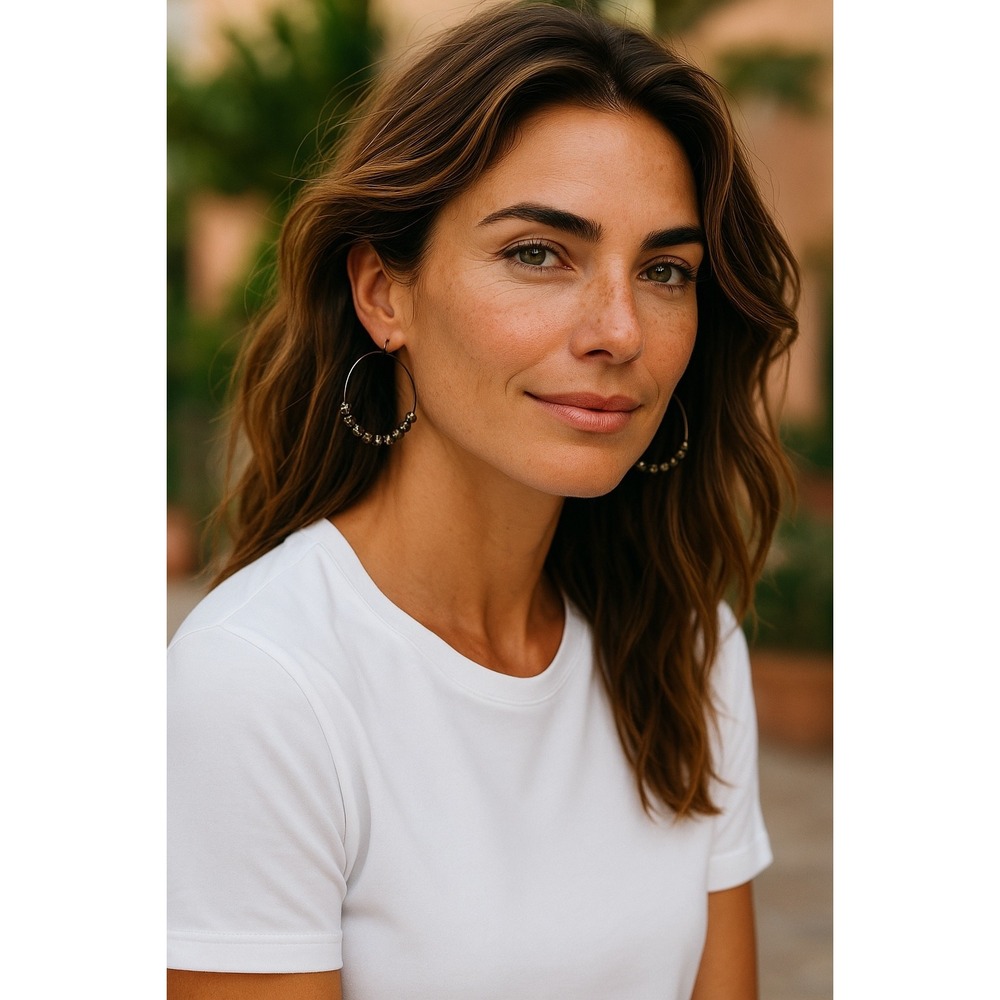 Womens‎ Hoop Earrings Bronze Rhinestone Statement Fashion Jewelry